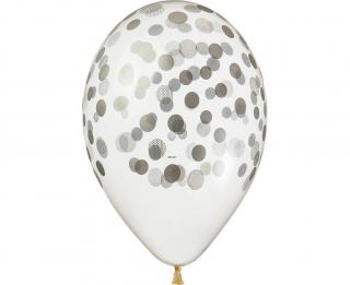 Balony konfetti srebrne 13"/5 szt 31919 transparentne