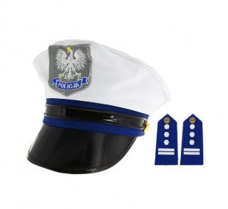 Czapka policjanta z pagonami 65215 obwód około 57 cm