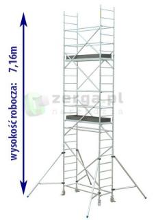 DRABEX Rusztowanie przejezdne (0,52x1,90m) wys.rob. 7,16m RA 600 TYP 223