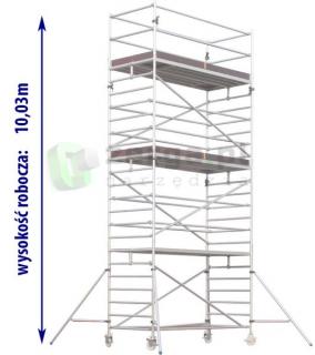 DRABEX Rusztowanie przejezdne 3 podesty 1,35x2,00m wys.rob. 10,03m RA 1120S TYP 353B - podesty co 4m