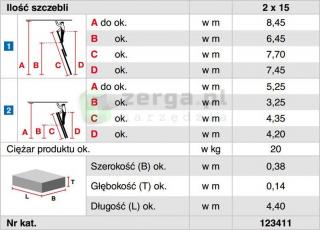 KRAUSE STABILO drabina rozsuwana linką dwuelementowa 2x15 wys.rob. 8,45m 123411 / 133847