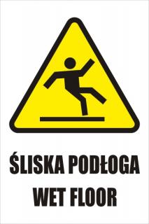 Tabliczka do potykacza - "Śliska podłoga" - "Wet floor"