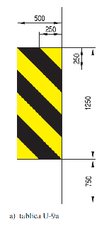 znak U-9a 500x1250 mm odblask I generacji