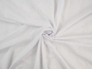 Bawełna ażurowa - Haftowane paski biel