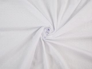Bawełna ażurowa - Haftowane prostokąty biel