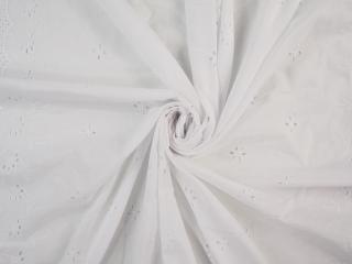 Bawełna ażurowa - Kwiatki z ozdobnym borderem biel