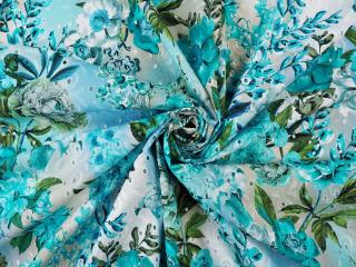 Bawełna ażurowa - Niebieskie kwiaty