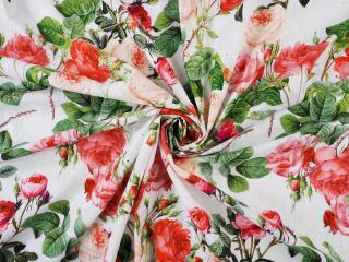 Bawełna ażurowa - Róże na bieli