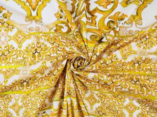 Bawełna elastyczna - Złote kafle i ornamenty [panel 1,45 m]