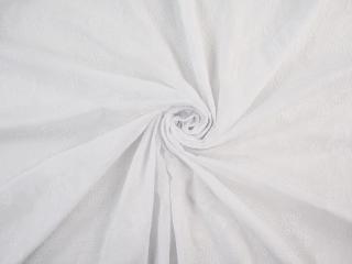 Bawełna haftowana - Roślinny wzór na bieli