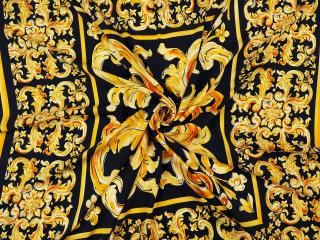Jedwab elastyczny - Duże, złote ornamenty [panel 1,5 m]
