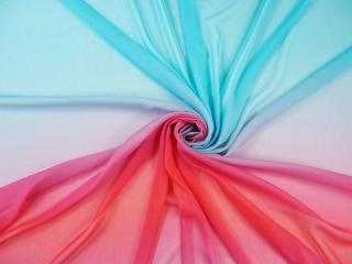 Jedwab szyfon - Gradient róż-błękit [panel 1,7 m]