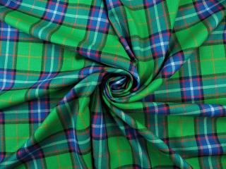 Wełna flanela - Krata tartan zielony-niebieski