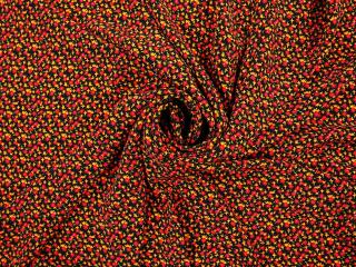 Wiskoza krepa - Drobne kwiatki na czerni