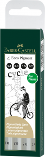 CIENKOPISY ECCO PIGMENT 4 SZT. ETUI (0,1 : 0,3 : 0,5 : 0,7MM ) CZARNE FABER-CASTELL 166004 FC