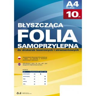 Folia samoprzylepna do drukarek Atramentowych bezbarwna - 10 szt