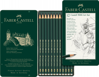 OŁÓWEK CASTELL 9000 ART 12 SZT. OPAKOWANIE METALOWE FABER-CASTELL 119065 FC