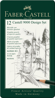 OŁÓWEK CASTELL 9000 DESIGN 12 SZT. OPAKOWANIE METALOWE FABER-CASTELL 119064 FC