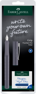 PIÓRO WIECZNE GRIP 2010 DAPPLE GRAY M + NABOJE BLISTER FABER-CASTELL 140834 FC