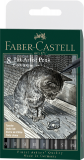 PITT ARTIST PEN B GREYBLACK ETUI 8 SZT.FABER-CASTELL 167171 FC