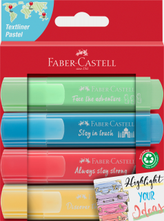 ZAKREŚLACZ 1546 PASTELOWY 4 KOLORY OPAKOWANIE KARTONOWE FABER-CASTELL 254625 FC