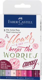 ZESTAW PITT ARTIST PEN HAND LETTERING 8 SZT. ODCIENIE RÓŻOWEGO FABER-CASTELL 267124 FC