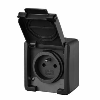 AQUANT 2K gniazdo natynkowe hermetyczne IP55 2P+Z ANTRACYT 5041-17 EPN