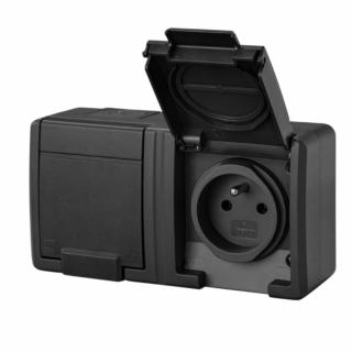 AQUANT 2K gniazdo natynkowe hermetyczne podwójne IP55 2x2P+Z antracyt 5042-17 EPNAQUANT 2K gniazdo natynkowe hermetyczne podwójne IP55 2x2P+Z antracyt 5042-17 EPN