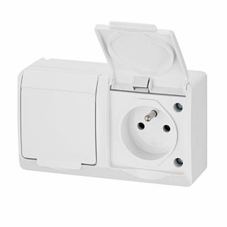HERMES 2K gniazdo natynkowe hermetyczne IP44 2x2P+Z BIAŁE 0322-02 EPN