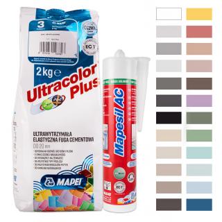 Zestaw MAPEI fuga ULTRACOLOR PLUS 2kg + silikon MAPESIL AC