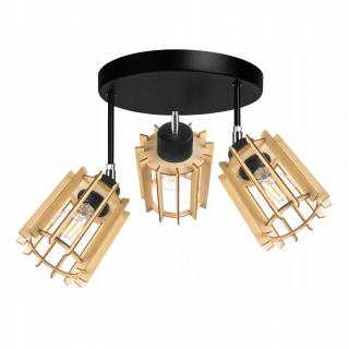 LAMPA PLAFON E27 żyrandol regulowany loft Drewno