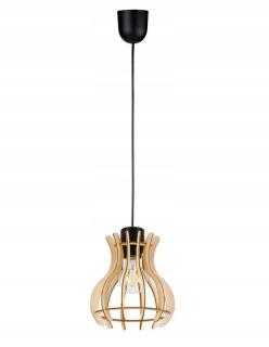 Lampa sufitowa wisząca zwis Loft drewno 1x E27