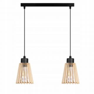 LAMPA sufitowa wisząca zwis Loft Drewno 2x E27