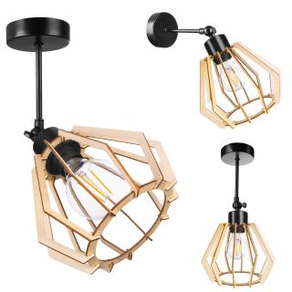 Lampa wisząca żyrandol ruchomy loft brylant dewno