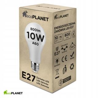 Żarówka LED E27 A60 10W 800lm BARWY ecoPLANET