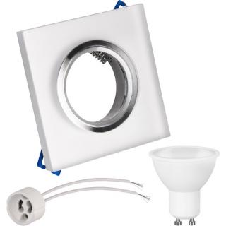 Zestaw oprawa halogenowa BIAŁA SZRON+GU10 LED 9W