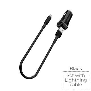 Borofone ładowarka samochodowa 2x USB kabel Lightning w zestawie czarny