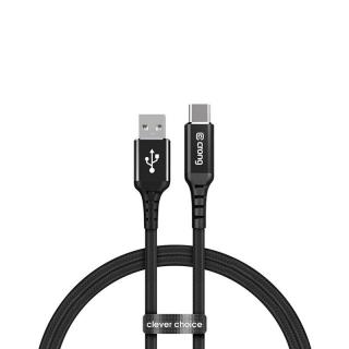 Crong Armor Link Kabel 60W z USB-C na USB-A w oplocie 150cm (czarny)