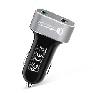 Crong Power Car Charger 30W Ładowarka samochodowa USB QuickCharge 3.0 + USB 2.4A (aluminium)