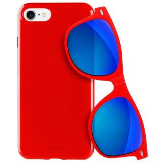 PURO Sunny Kit - etui iPhone 8 / 7 + okulary przeciwsłoneczne (czerwony)