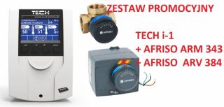 AFRISO siłownik elektryczny 3-punktowy ARM 343 + zawór 3-drogowy dn25  + sterownik TECH I-1 -PROMOCJA