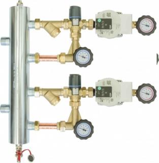 AFRISO Zestaw mieszający ze sprzęgłem hydraulicznym BPS 922, dwa człony z zaworem termostatycznym ATM 561, pompy Wilo Para SC