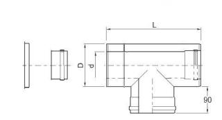 Wadex TURBO TRÓJNIK Z DEKLEM FI 60-100 90 stopni