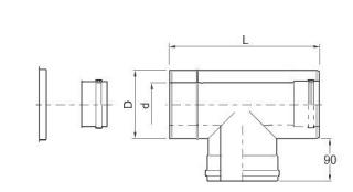 Wadex TURBO TRÓJNIK Z DEKLEM FI 80-125 90 stopni