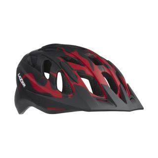 Kask dziecięcy LAZER J1 red flames + siatka + LED