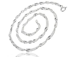 Delikatny srebrny skręcany łańcuszek singapur spiralka 1,8mm srebro 925