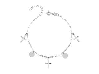 Elegancka rodowana srebrna bransoleta gwiazd celebrytka choker kółka circle coin krzyżyk cross srebro 925