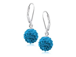 Eleganckie wiszące kolczyki kuleczki capri blue Swarovski 10mm shamballa srebro 925