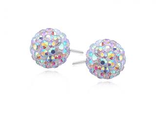 Kolczyki kulki kolorowe kryształki Swarovski multicolor 9mm shamballa discoball srebro 925