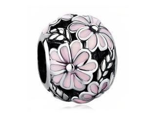 Rodowany otwierany srebrny charms do pandora kulka kwiatki flowers srebro 925